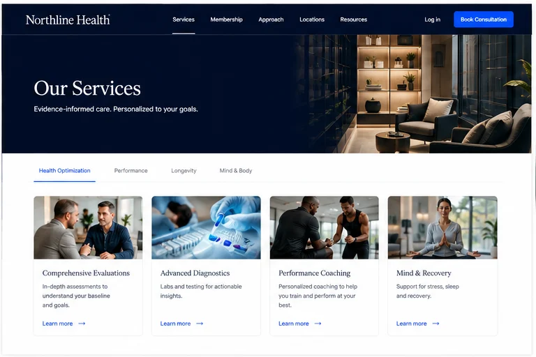 Northline Health services website concept
