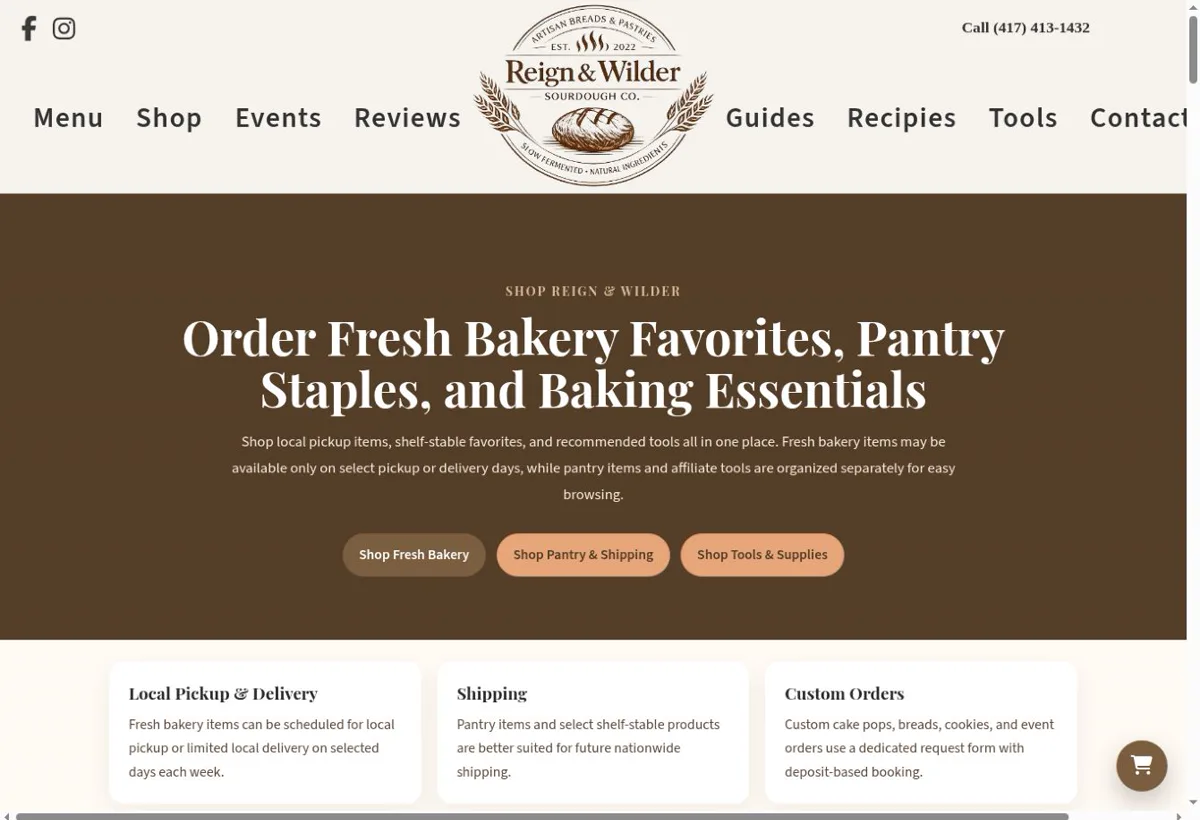 Reign and Wilder online shop website page